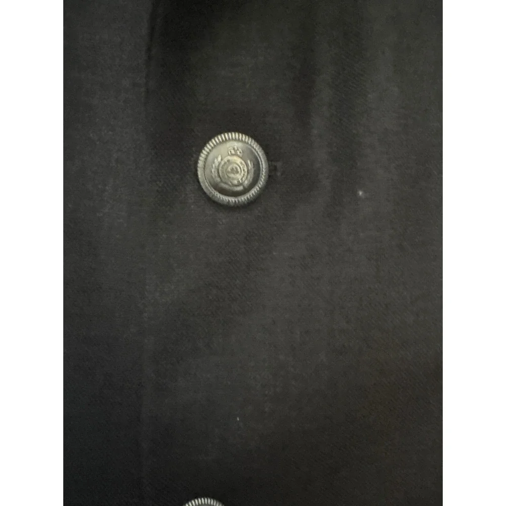 Stafford Mens Black Two Button Blazer Sport Coat Crest Buttons 48R